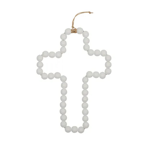 Coast to Coast Ansel Wooden Bead Cross - White