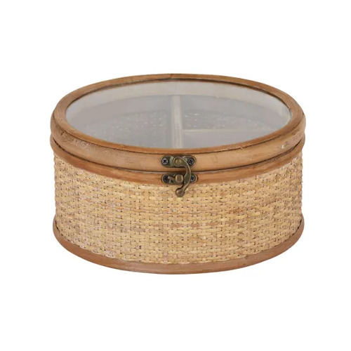 Coast to Coast Reyna Rattan Round Jewel Box 21x10cm - Natural
