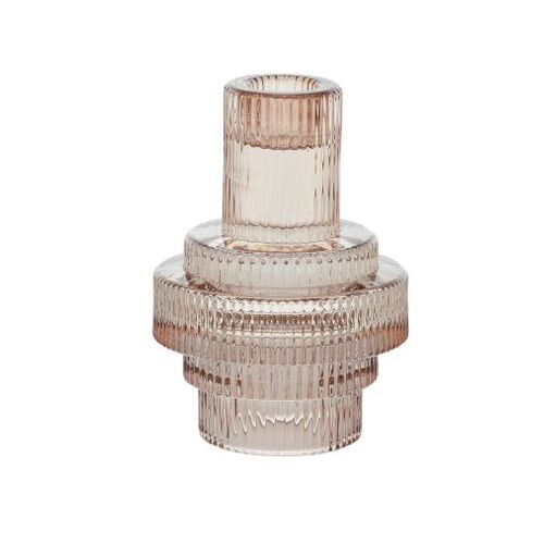 Coast to Coast-Dapper Glass Candle Holder 8x11cm-Pink
