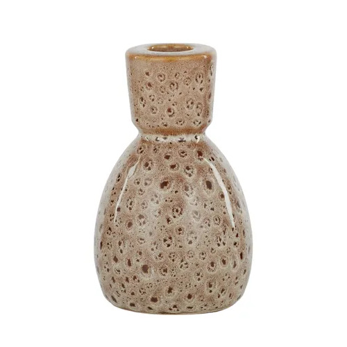 Coast to Coast Brindle Ceramic Candle Holder 8x13cm - Cocoa