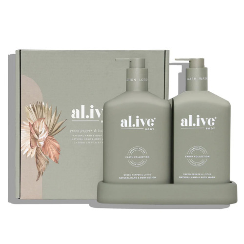 Al.ive Body Wash & Lotion Duo + Tray - Green Pepper & Lotus