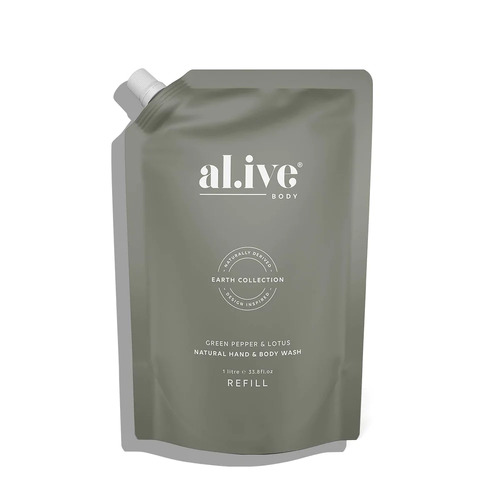 Al.ive Body 1 Litre Hand & Body Wash Refill - Green Pepper & Lotus