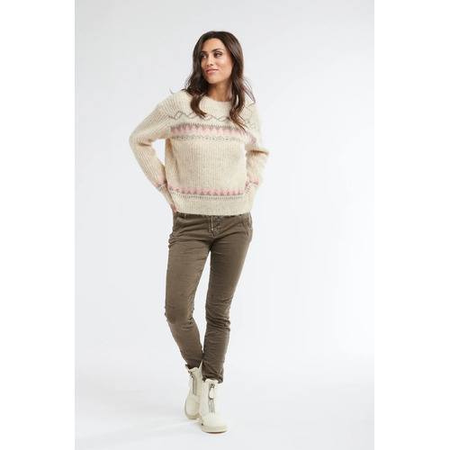 Italian Star Flinders Round Neck Jumper - Beige