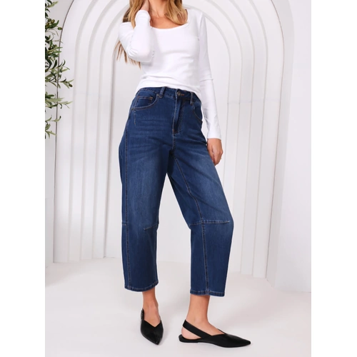 Monaco Jeans Toni Barrel Leg Jeans - Blue [Size: 10]