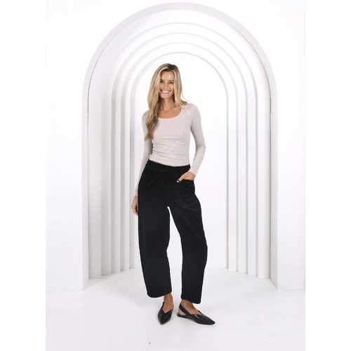 Monaco Jeans Leo Cord Barrel Jeans - Jet Black