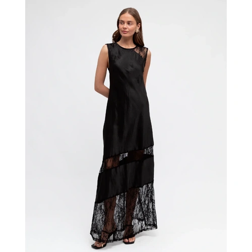 Paper Herat New York Satin Dress - Black