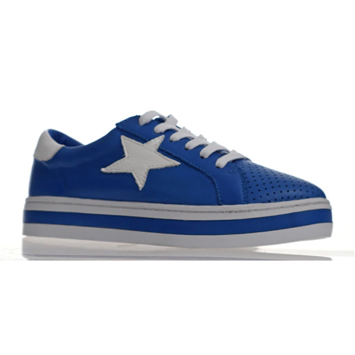 Alfie & Evie Pixie W Leather Sneaker - Cobalt/White [Size: 38]