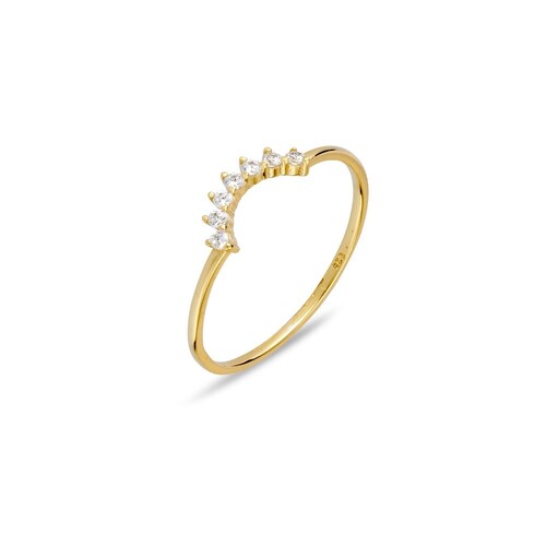 Urbanwall Jewellery Sterling silver multi set CZ arch ring - Gold [Size: 9]