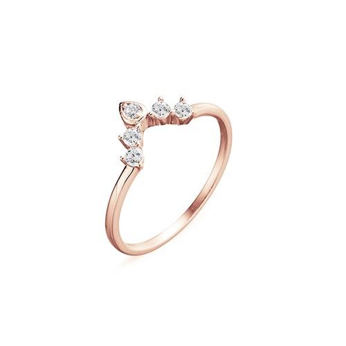 Urbanwall Jewellery Sterling silver rose gold plated CZ peak ring - Rose Gold [Size: 9]