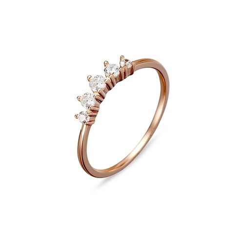 Urbanwall Jewellery Sterling Silver ring with slight CZ arch - Rose Gold [Size: 8]