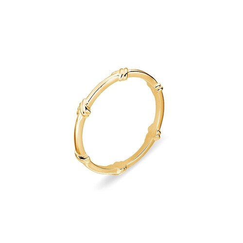 Urbanwall Jewellery Sterling silver thin band ring with twist details - Gold