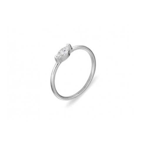DPI Jewellery Thin Band with Marquise Ring - Silver [Size: 7]
