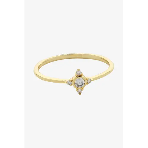 Liberte Lauren Ring - Soft Gold Clear [Size: Medium]