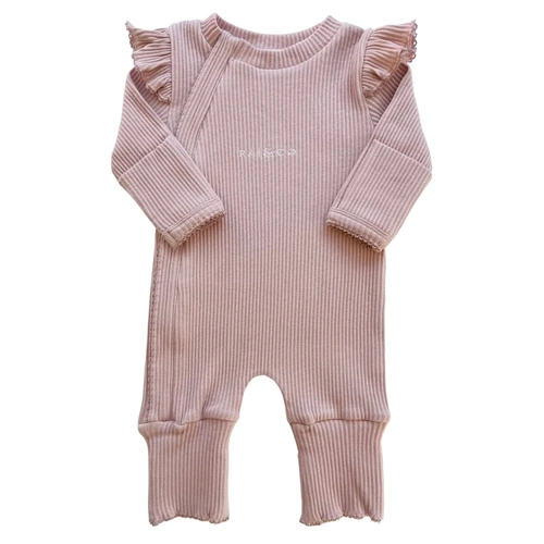 RAI & CO Frill Ribbed Onesie - Powder Pink