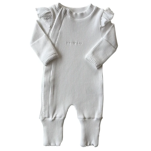 RAI & CO Frill Ribbed Onesie - White