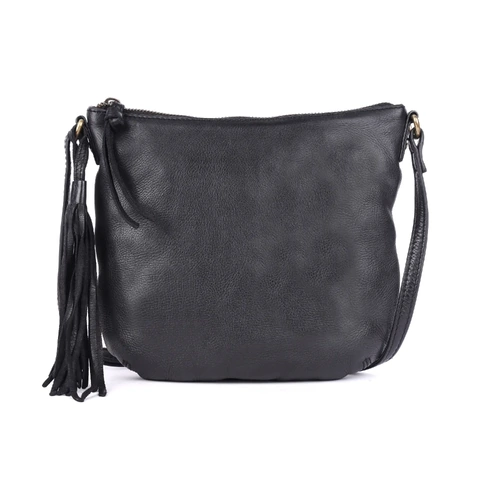 Rugged Hide Madrid Crossbody Bag - Black