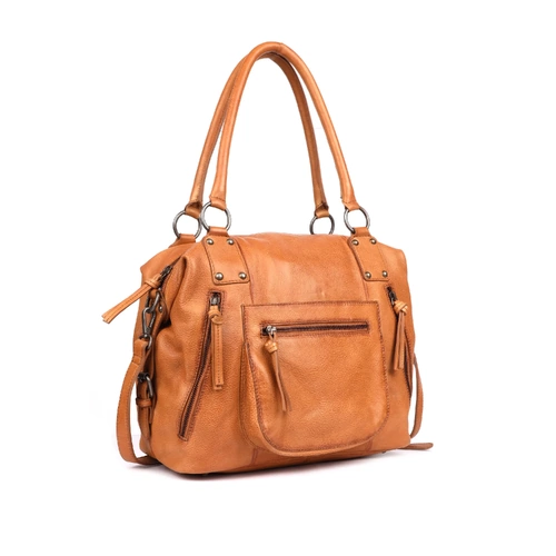 Rugged Hide Camellia Bag - Tan