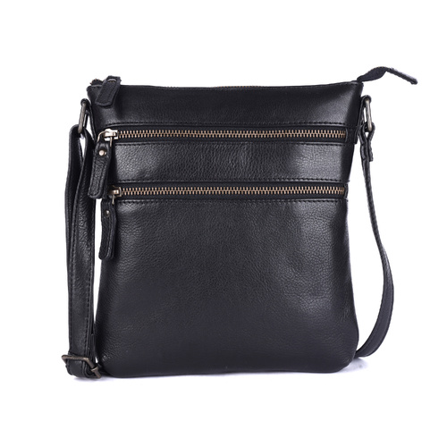 Rugged Hide Lotus Crossbody Bag - Black