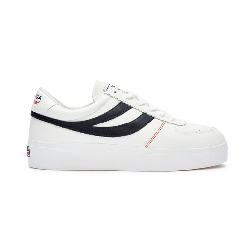 Superga 2850 Seattle 3 Comfort Leather Sneaker - White/Navy [Size: 38]