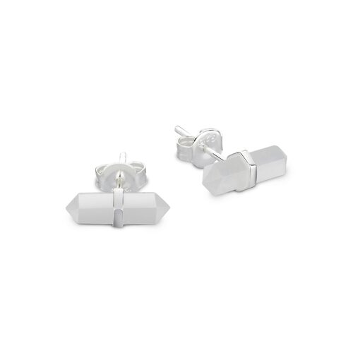 Urbanwall Jewellery Sterling silver double pointed prism clear quartz stud - Silver