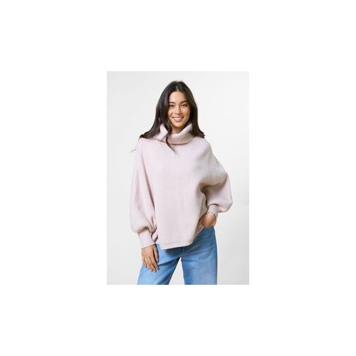 Stella + Gemma Polo Neck Poncho - Blush - One Size