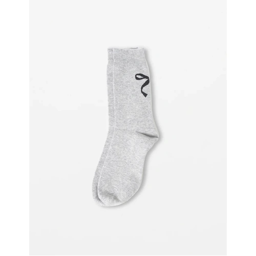 Stella + Gemma Socks - Grey with Black Bow