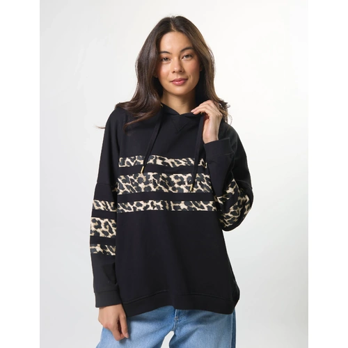 Stella + Gemma Newport Hoodie - Black Leopard Icon Stripe
