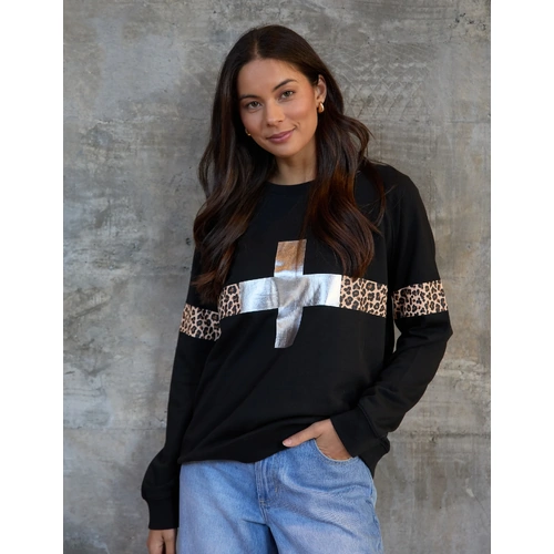 Stella + Gemma Classic Sweatshirt - Silver Cross Leopard