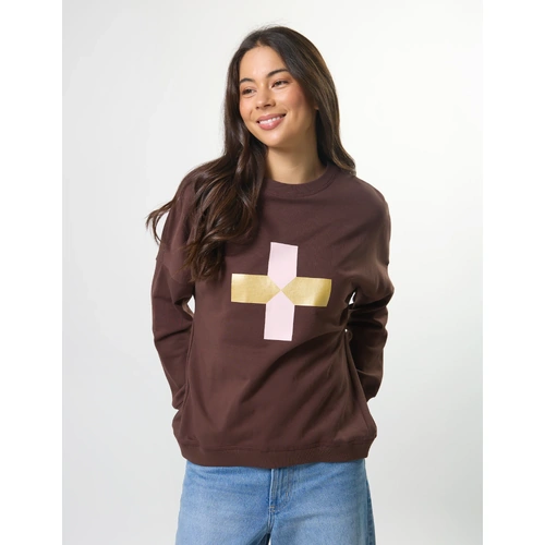 Stella + Gemma Newport Relaxed Crew - Chocolate Blush Cross