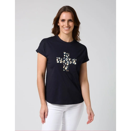 Stella+Gemma Soho Tee Leopard Cross - Deep Navy