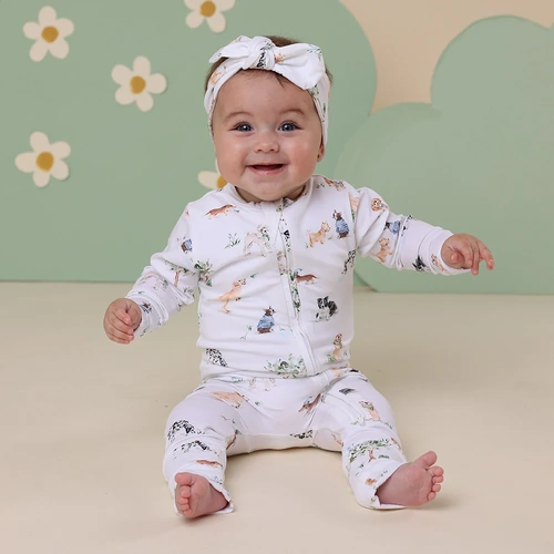 Snuggle Hunny Organic Snugglesuit Convertible Romper - Dog Park