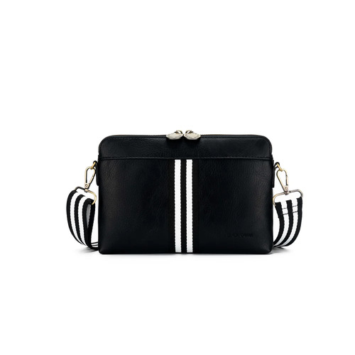 Black Caviar Designs Florence Pouch & Crossbody Bag - Black & White Stripe