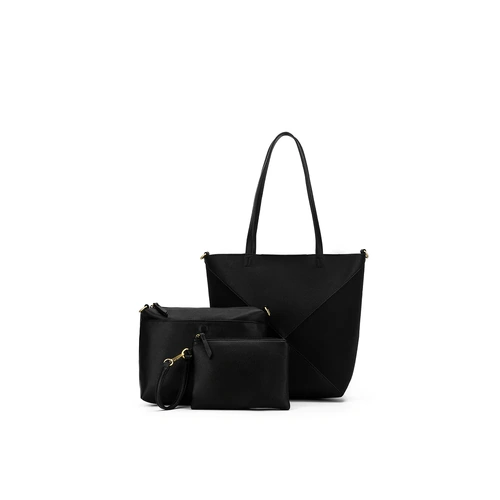 Black Caviar Renee 3 Piece Suedette Handbag - Black
