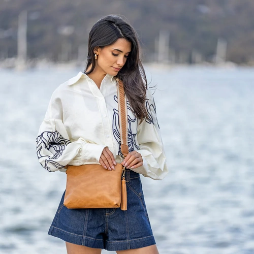 Black Caviar Maggie 3 Compartment Crossbody Bag - Tan