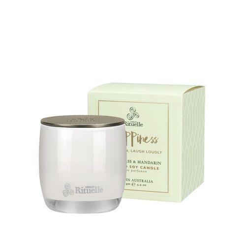 Urban Rituelle Happiness Scented Soy Candle 140gm - Lemongrass & Mandarin