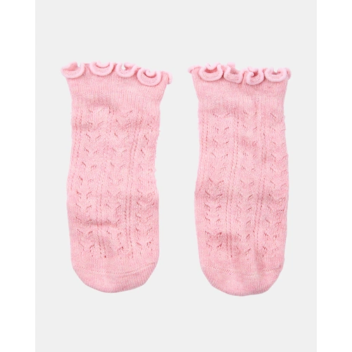 Toshi Organic Socks Knee Frilly Lace - Misty Rose