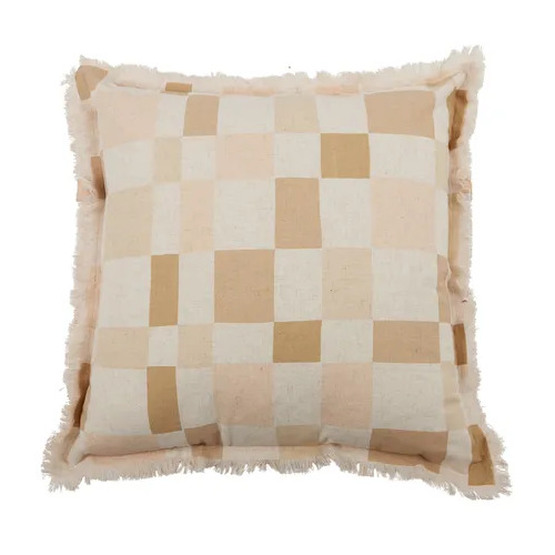 Coast to Coast Checkers Cotton Cushion 50x50cm - Nude Multi