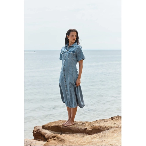 Sass Kara Denim Midi Dress - 90's Blue