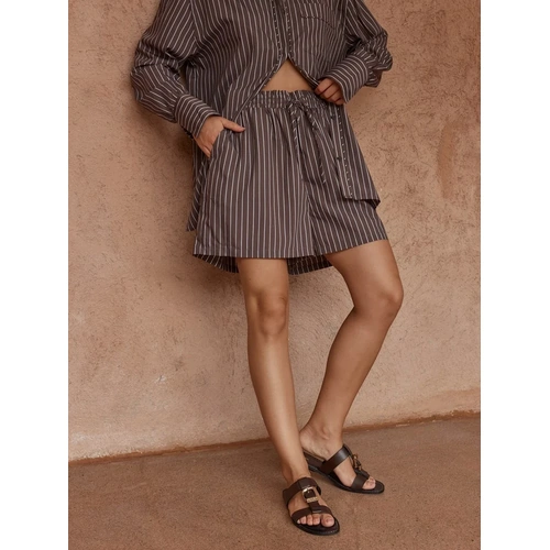 Sass Marmo Stripe Short - Choc Stripe