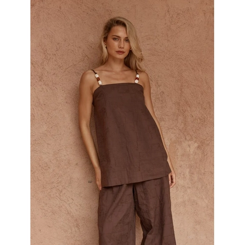 Sass India Embroidered Tunic -Chocolate
