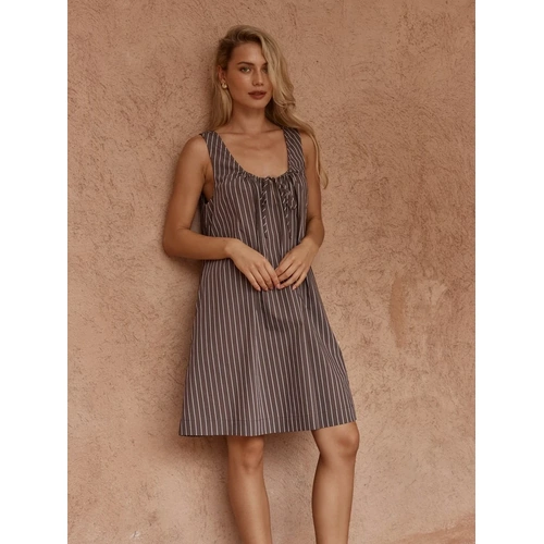 Sass Nola Stripe Mini Dress - Choc Stripe