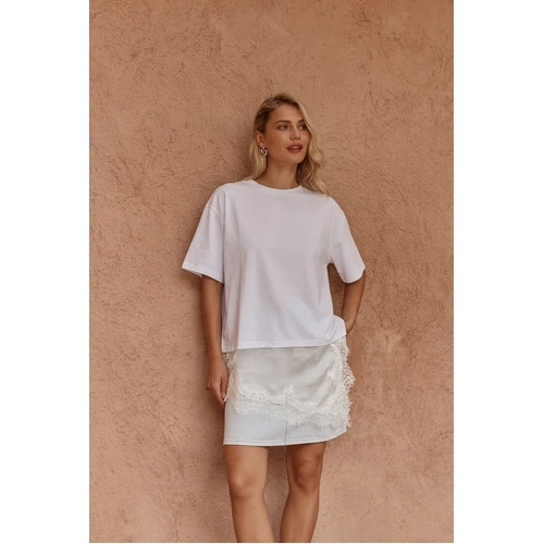 Sass Arlo Jersey Lace Tee - Ivory