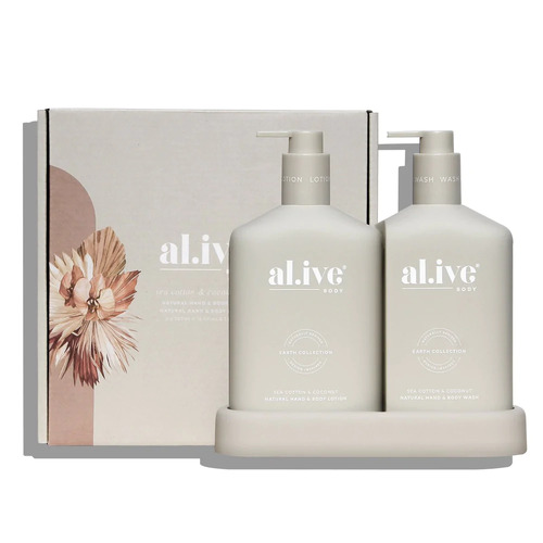 Al.ive Body Wash & Lotion Duo + Tray - Sea Cotton & Coconut