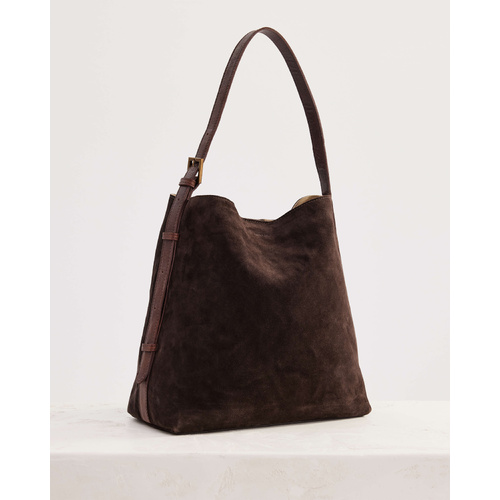 JUJU& CO Suede Cabas Tote - Chocolate