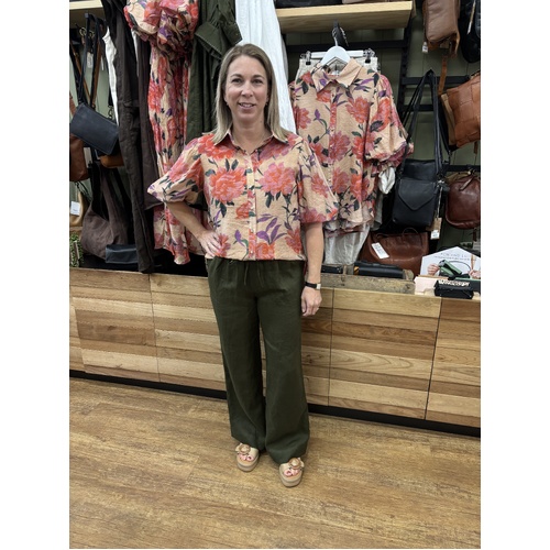 Fria Balloon Sleeve Blouse - Big Floral