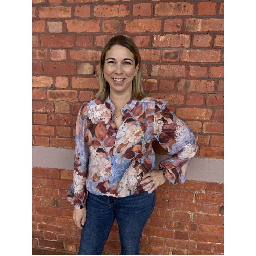 Fria Gold Button Blouse - Wisteria