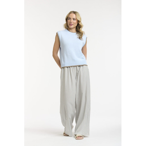 Urban Luxury Knit Vest - Baby Blue + Taupe - One Size