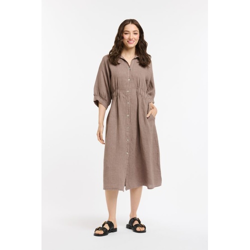 Urban Luxury Linen Dress - Mud