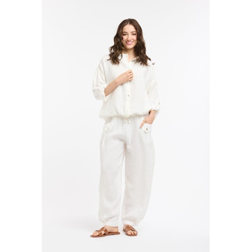 Urban Luxury Linen Bomber - White