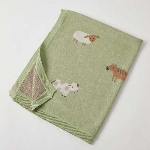Jiggle & Giggle Barnyard Buddies Knitted Baby Blanket